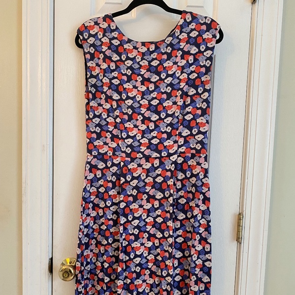 Biden Marina Jersey Dress - Size 8R — Navy Poppy Meadow - Picture 1 of 3